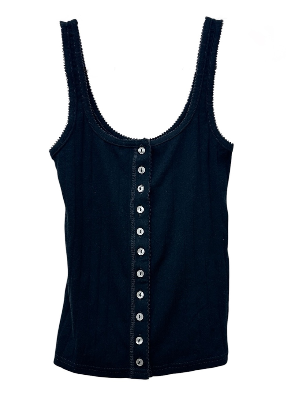 NWT Free People End Game Pointelle Tank in Black - Picture 6 of 8